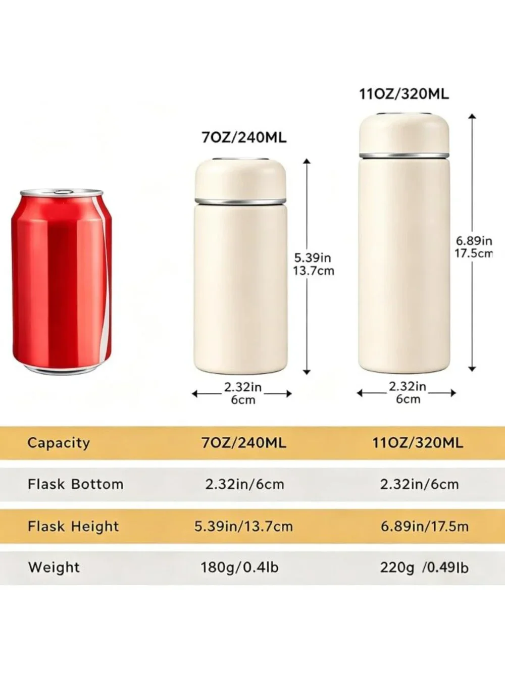 11oz Insulated Water Bottle - Leak Proof Stainless Steel for Hot & Cold Drinks